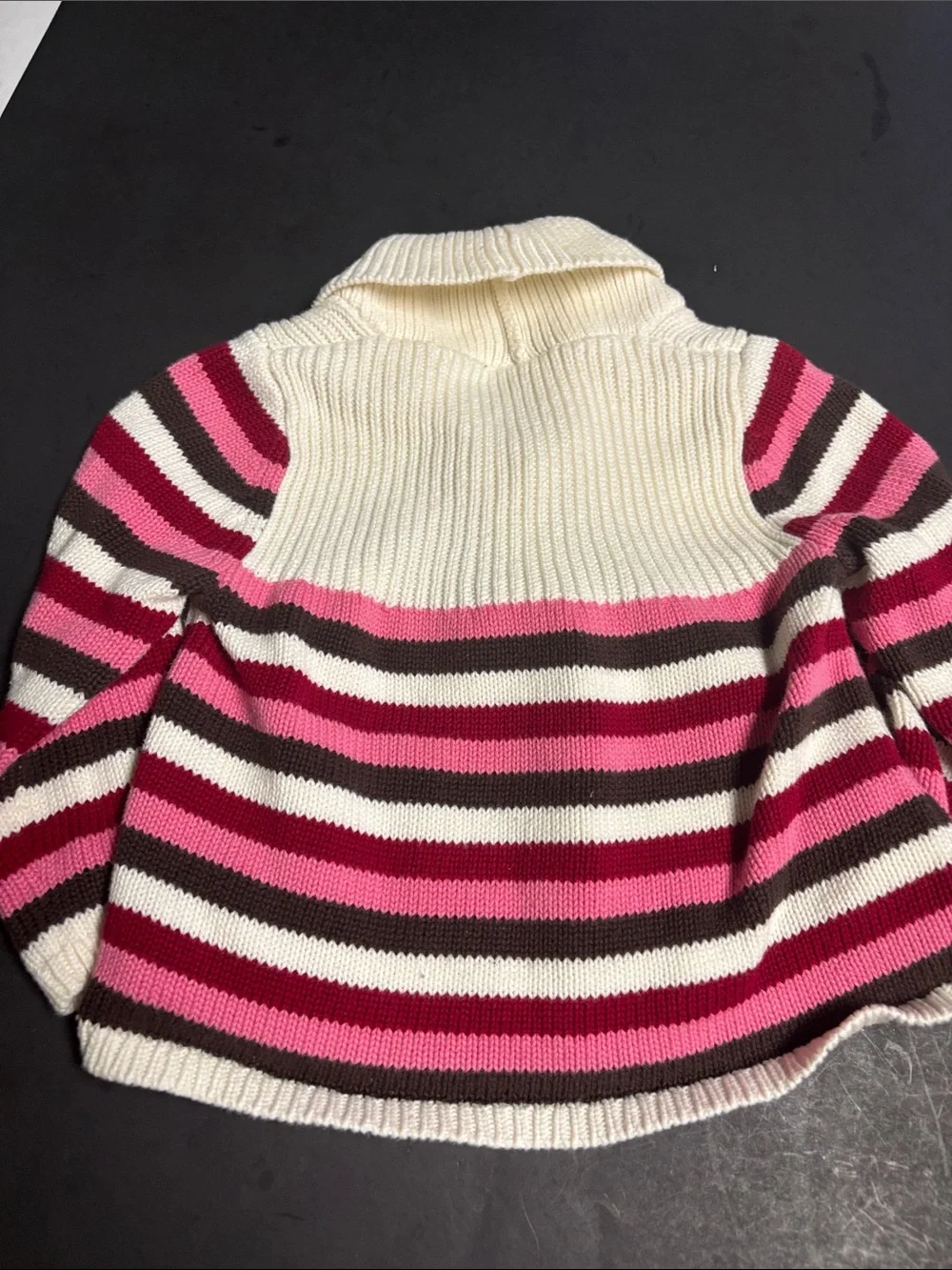 Gymboree Cream, Pink & Brown Striped Knit Cardigan